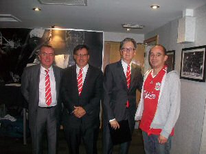 L - R MD Ian Ayres, Chair Tom Werner and Principal Owner John Henry together with LGBT Supporters RepPaul Amann.